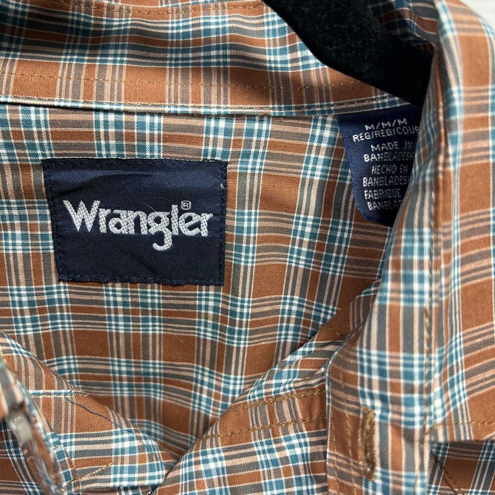 Wrangler Pearl Snap Brown Medium Cowboy 3 Snap Cuff - Picture 3 of 5